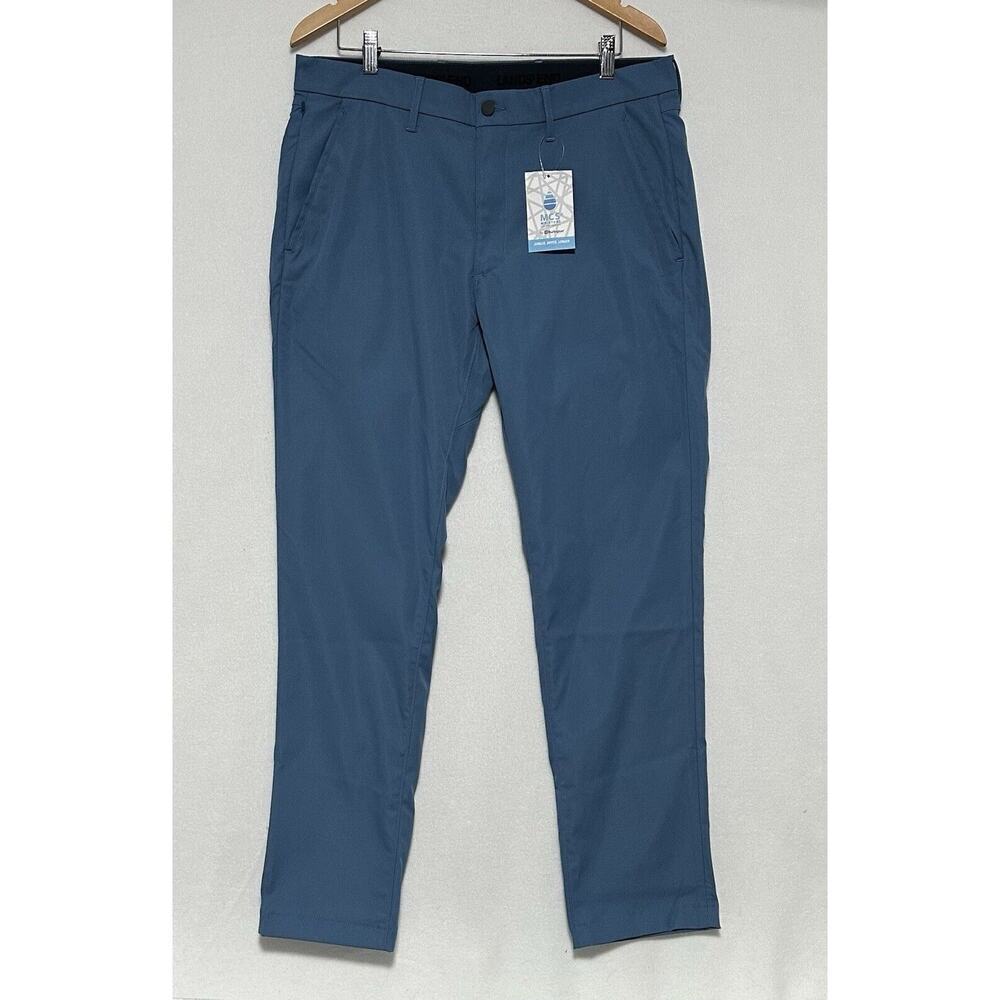 Lands End Mens Blue Elastic Waist Double Pockets MCS Moisture Pants Size 31 NWT